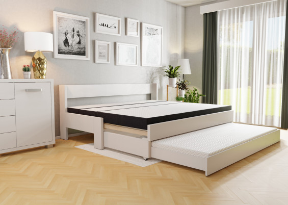 Biela rozkladacia posteľ Betka s matracom