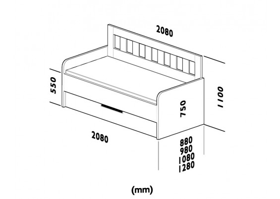 Jednolôžková posteľ s úložným priestorom Mirka R kráľovská výška